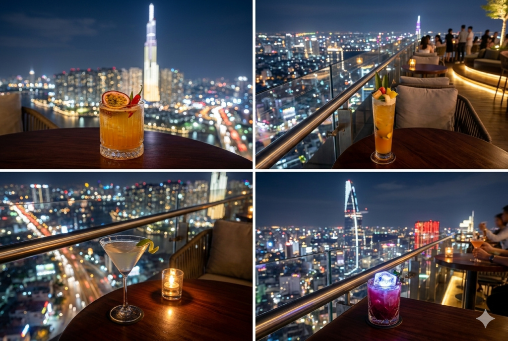 空から夜景を見下ろす「ルーフトップバー」